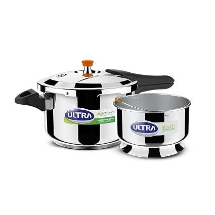 Ultra Duracook Diet Cooker 5.5 Litre | Excess Starch Remover | AISI 304 Food Grade Stainless Steel | 5 Years Warranty & High Impact 3-Layer Composite Base | Froth Collector & Spillage Control